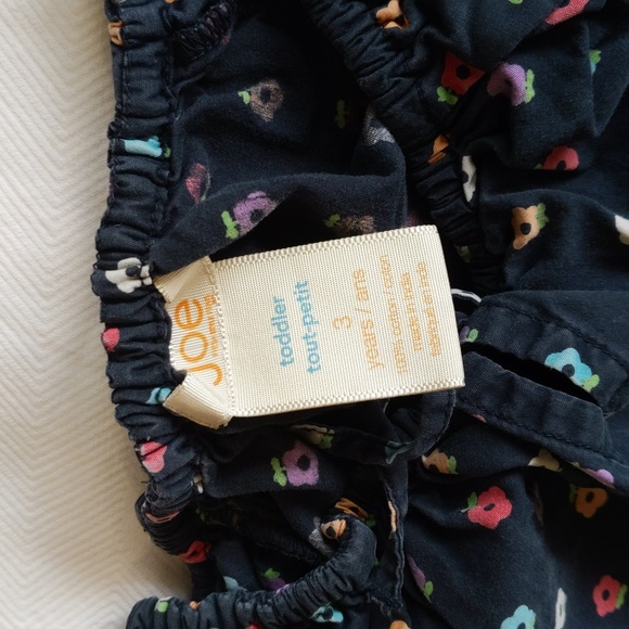 joe fresh navy blue floral cotton peasant blouse 3T toddler girls - Picture 2 of 6